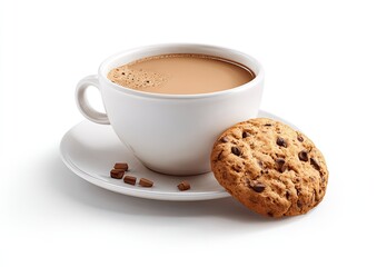 White coffee cup with cookie