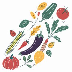 vegetables and fruits and very beautiful, food, vegetable, vegetables, tomato, vector, carrot, pepper, healthy, illustration,
