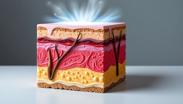 Medical Illustration Skin Layers with Light Penetration