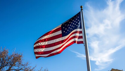 American flag waving in a clear blue sky (4)