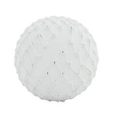 Fototapeta premium A smooth, spherical object displays a textured surface design, characterized by a repeating pattern of interconnected, stylized lines and small, precise details.