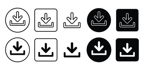 Flat vector illustration of download icon isolated on white background, arrow down ui ux web symbol