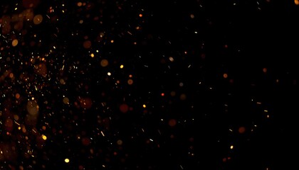 Transparent Warm Ember Sparks Drifting Across Black Background with Atmospheric Lighting
