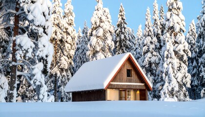 Cabin in snow, peaceful