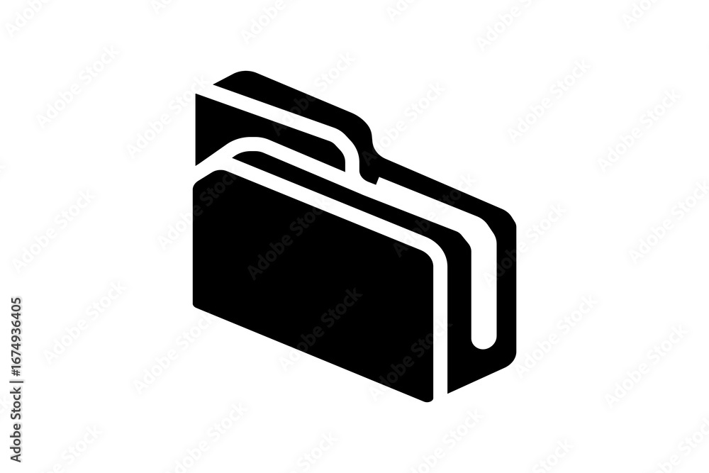Poster the image shows a black folder icon. it is a minimalist and flat-style illustration of a folder, com