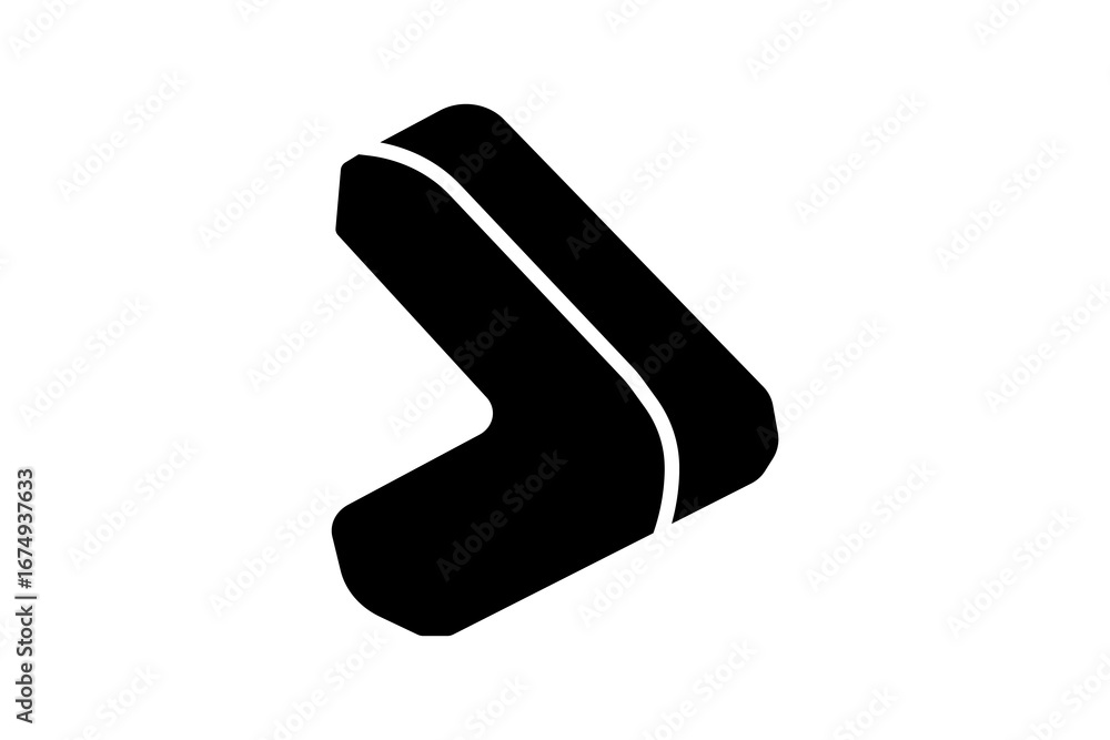 Poster the image shows a black arrow icon pointing to the right. the design is bold with rounded edges, giv