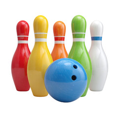 Colorful bowling pins and ball Isolated Transparent PNG, Vintage Western Style