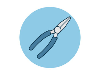 Long nose pliers icon. Tool construction vector icon. Flat illustration concept.