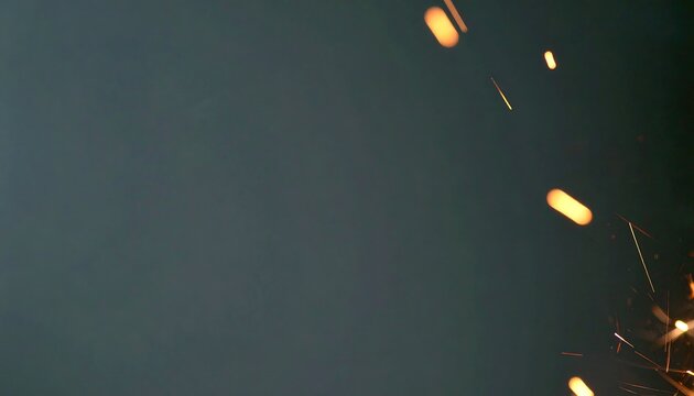 Transparent Background with Drift of Warm Orange Ember Sparks against Dark Backdrop