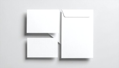 Tidy Top Down View Of White Blank Stationery Set Including Business Card And Letterhead