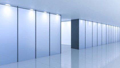 Modern Hallway Interior With Frosted Glass Tiles Offset Grid and Depth Blur in Clean White Minimal Space
