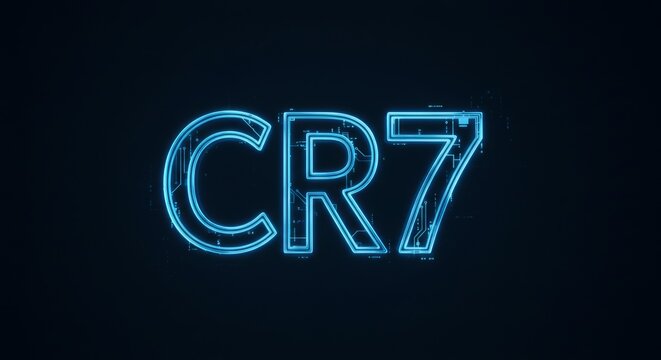 Glowing neon cr7 text on dark background