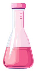 pink liquid in laboratory flask with transparent glass design