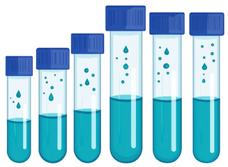 Test tubes with varying liquid levels and blue caps, representing scientific measurement