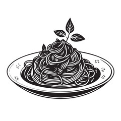 black pasta  Silhouette Vector, High Quality Illustration on White Background