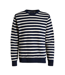 Navy and cream striped crewneck sweater
