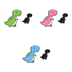 Fototapete Dinosaurier set of funny dinosaurus with silhoutte  © arli