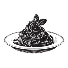 black pasta  Silhouette Vector, High Quality Illustration on White Background