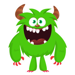Fototapeta premium monster; cartoon; Halloween; illustration; character; alien; ghost; design; creature; expression; cute; funny; happy; smiling; yeti; flying; vector; talking; excited; cool; pretty; laughing; creepy; s