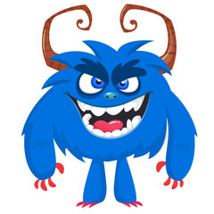 Cartoon funny monster character design with funny face expression. Halloween vector illustration 