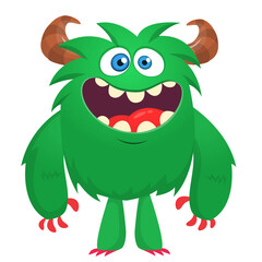 Cartoon funny monster character design with funny face expression. Halloween vector illustration 