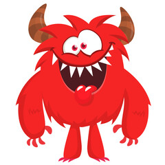 Fototapeta premium Cartoon funny monster character design with funny face expression. Halloween vector illustration 