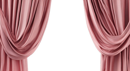 Pink theater curtains open wide