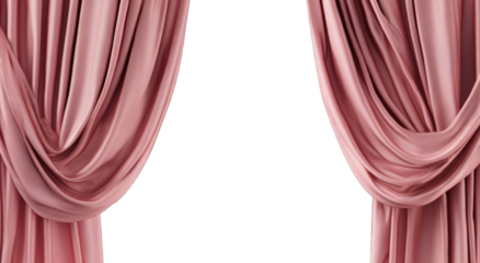 Pink theater curtains open wide