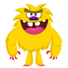 Cartoon funny monster character design with funny face expression. Halloween vector illustration 