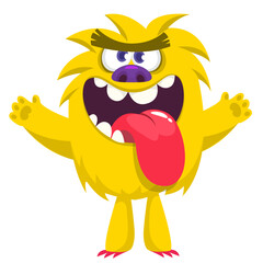 Cartoon funny monster character design with funny face expression. Halloween vector illustration 