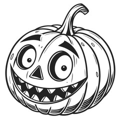 Cartoonish Pumpkin Face Line Art for Halloween Illustrations