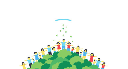 Vibrant Community Gathering on Green Hill, Celebrating Unity and Environmental Harmony for Social Awareness and Sustainable Future Initiatives