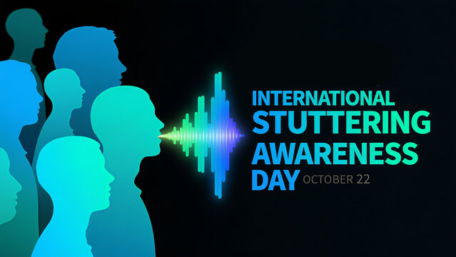 Avatar and sound waves on a dark background, focusing and communicating for International Stuttering Awareness Day, used in promotional scenes for International Stuttering Awareness Day.