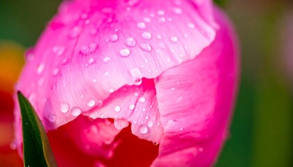 Fototapeta premium Dewy pink tulip blossom