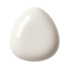 A glossy, smooth, light beige egg-shaped object stands out against a pure black background.