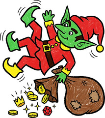 Clumsy Goblin Tripping and Spilling Treasure