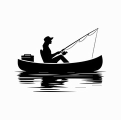 Fishing Canoe Silhouette &ndash; Canadian Outdoor Lifestyle Symbol