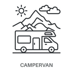 Campervan Simple Style Outline Design Icon