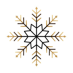 Tech xmas transparent background snowflake with gold and silver geometric lines creates festive and modern holiday decoration