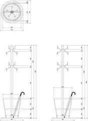 Vector Furniture Design of Hat Rack and Umbrella Stand in 2D Style