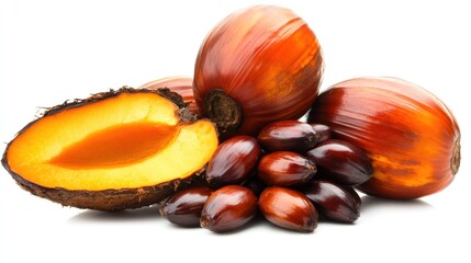 Fototapeta premium Palm fruit, whole and sliced, with seeds
