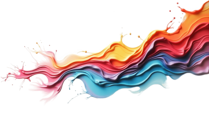 A vibrant, dynamic display of flowing paint colors in a series of layered, wavy patterns, creating an exciting and colorful abstract image against a striking black background.