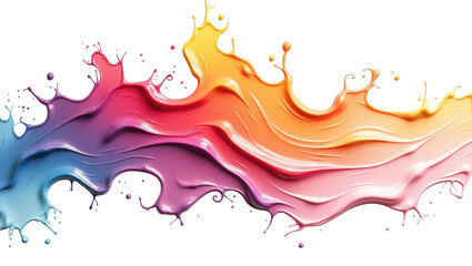 Obraz premium A vibrant display of paint splashes in a spectrum of colors, creating a dynamic and colorful abstract design against a striking black background.