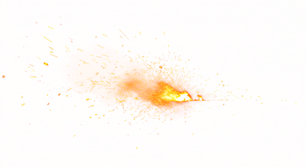 Dynamic burst of golden sparks and flames emanating from a central point.