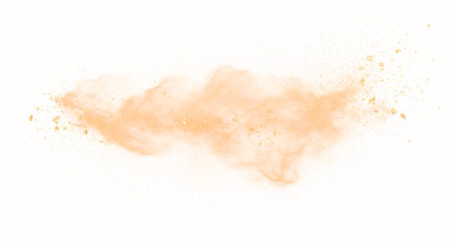 Delicate PeachyGold Powder Explosion Against White.