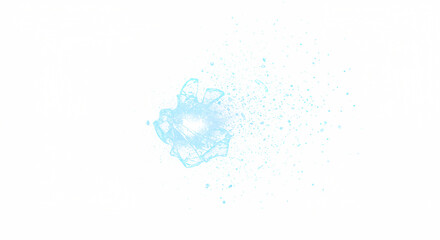 Shattered Ice Crystal Explosion Cyan Blue Fragments and Spray.