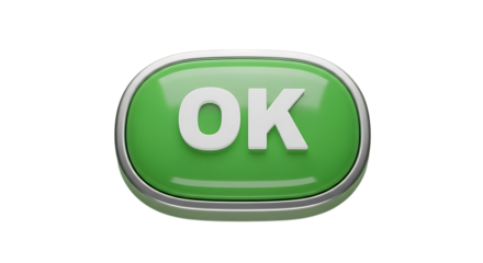 3d illustration of green ok button isolated on transparent background
