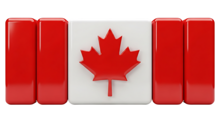 3d illustration of canadian flag with maple leaf isolated on transparent background