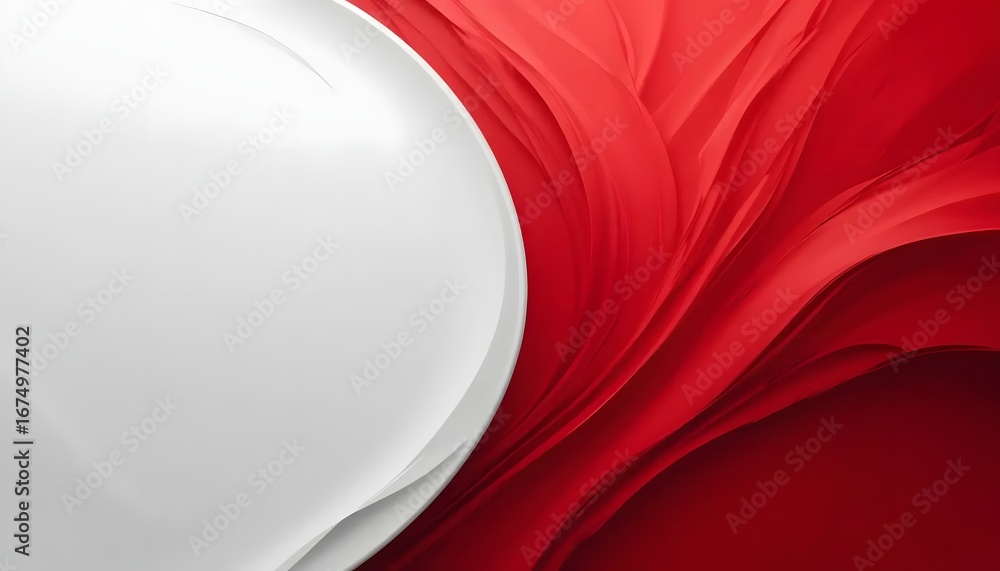 Aufkleber dynamic red waves flowing beside a smooth white surface create a modern vibrant backdrop design