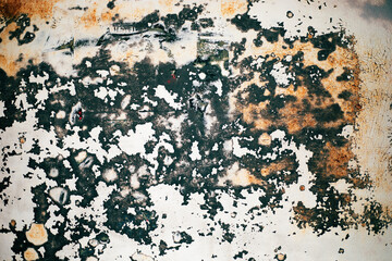 Aged painted rusty metal surface of retro car